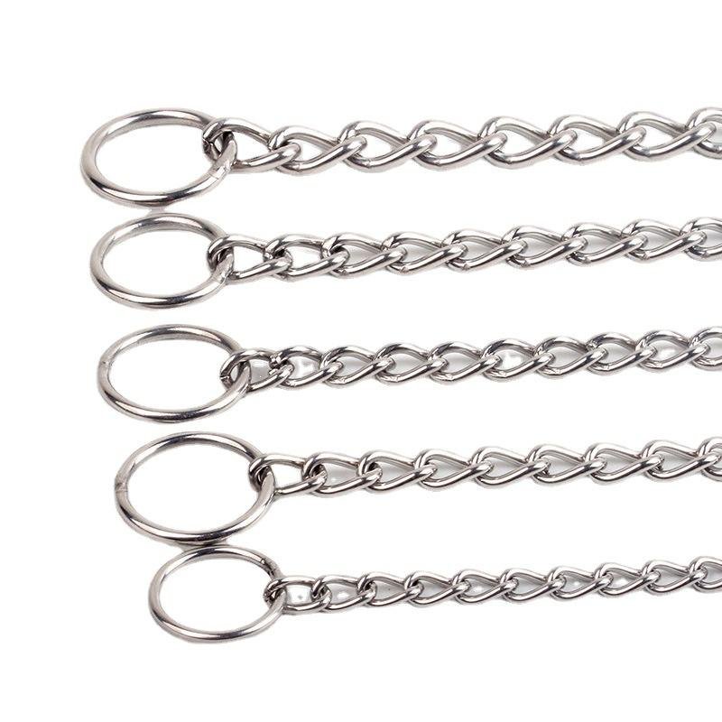 Manufacturer stock double ring stainless steel dog chain removable training stimulation collar metal P chain collar