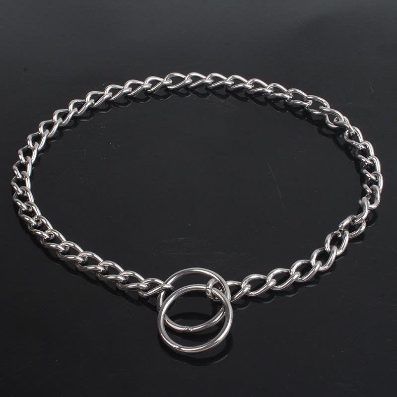Manufacturer stock double ring stainless steel dog chain removable training stimulation collar metal P chain collar