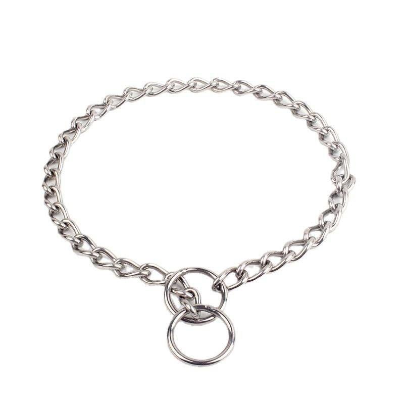 Manufacturer stock double ring stainless steel dog chain removable training stimulation collar metal P chain collar
