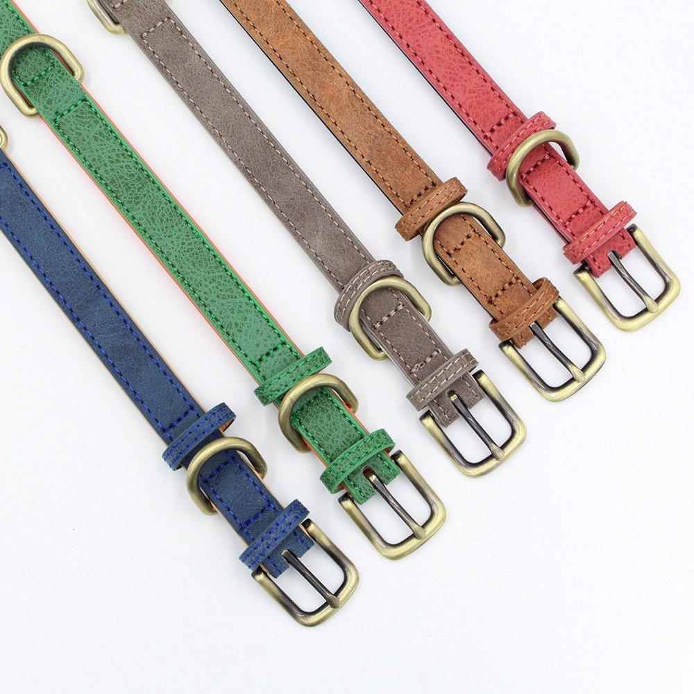 Soft Padded PU Leather Pet Collar for Cats and Dogs - Waterproof and Durable Vegan Leather Collar with Classic Design