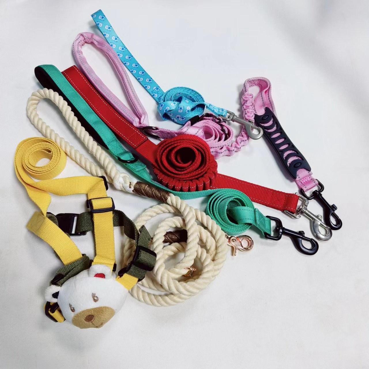 New Arrival custom Pet Lead Ombre braided dog rope handmade cotton dog leash and collar