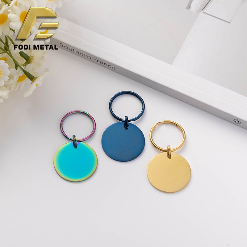 PLB01 Stainless steel anti-lost belt ring neck collar glossy simple metal cat dog pet tag