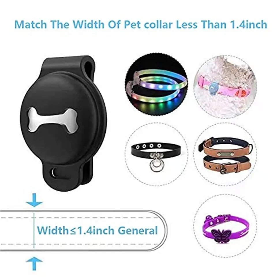 Cute Bone Soft Silicone Protective Shell For Apple Airtags GPS Locator Tracker Anti-lost Pet Dog Cat Collar Strap Air Tag Case A