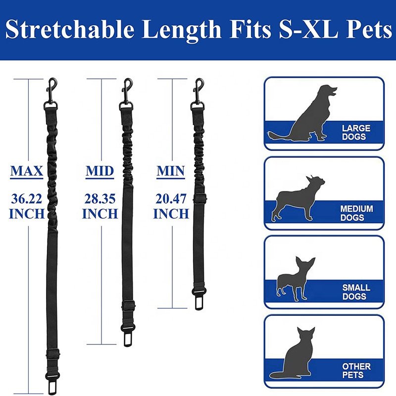 Manufacturer Wholesale Adjustable Universal Pet Dog Seat Belt Elastic Nylon Dog Belt
