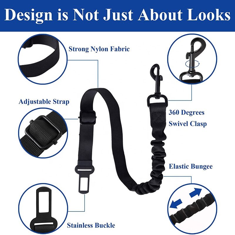 Manufacturer Wholesale Adjustable Universal Pet Dog Seat Belt Elastic Nylon Dog Belt