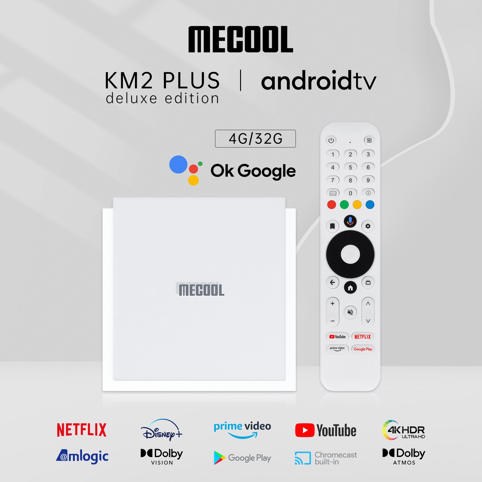 MECOOL KM2 Plus Deluxe 4K Android11 TV BOX Amlogic S905X4 4GB DDR4 & 32GB EMMC Set-Top Box