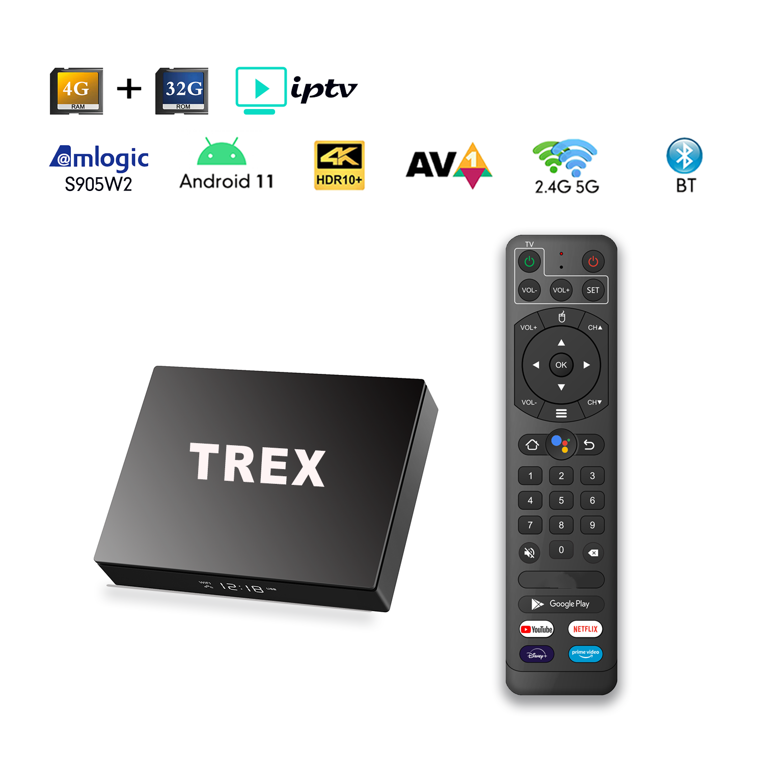 Trex free test Android TV Box 1year TV channels 4GB 32GB Andorid11 Amlogic S905W2 4K Ultra HD Android TV Box T9 Set Top Box 2024