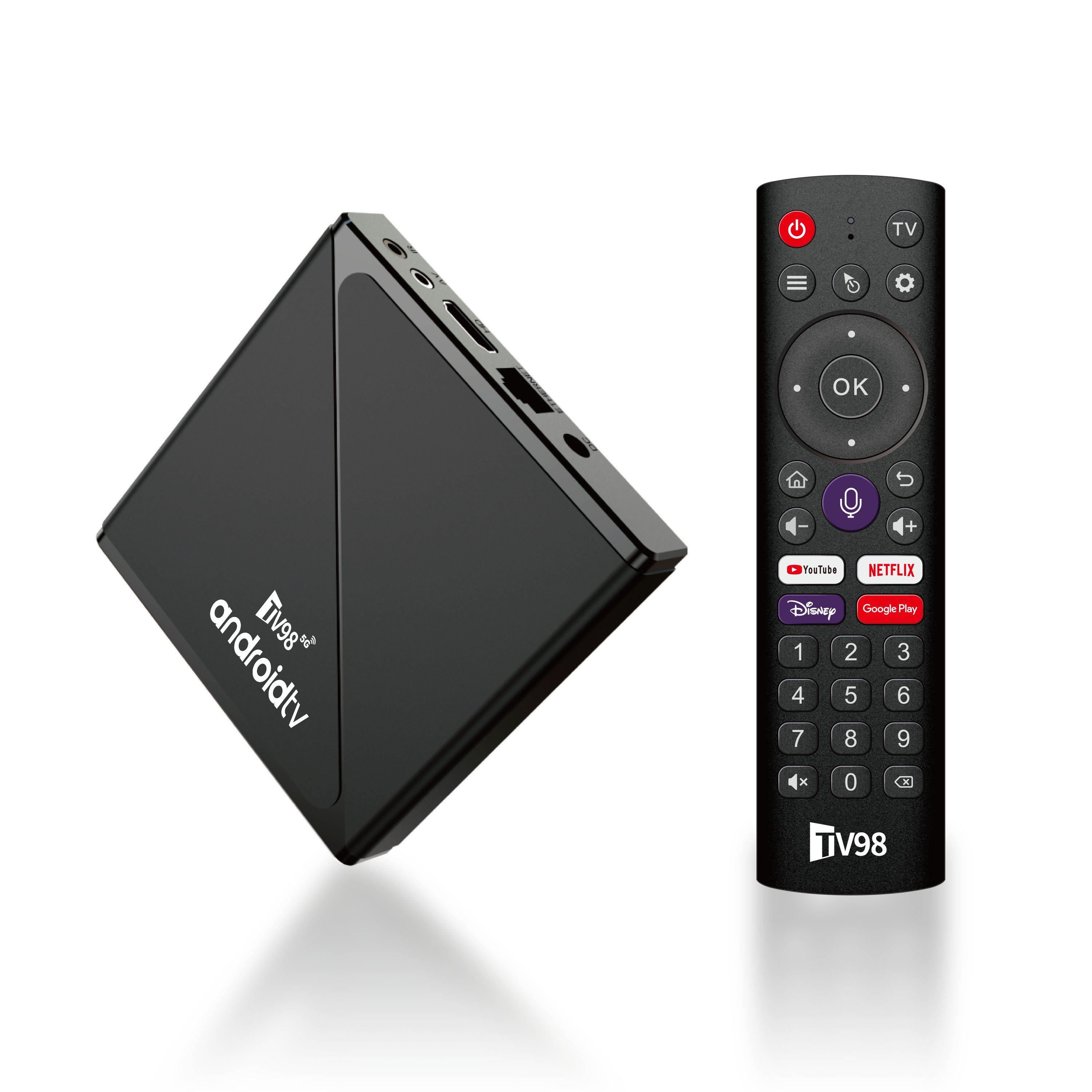 China factory price TV98 ATV Pro Set Top Box 8k Digital Remote Control android14 tv box with IR learning keyboard