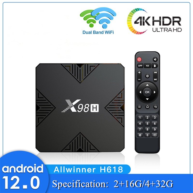 New Leadcool Android 12 Set Top Box X98H 4K HDR Smart TV Box Allwinner H618 Quad Core 5.8G WIFI USB2.0