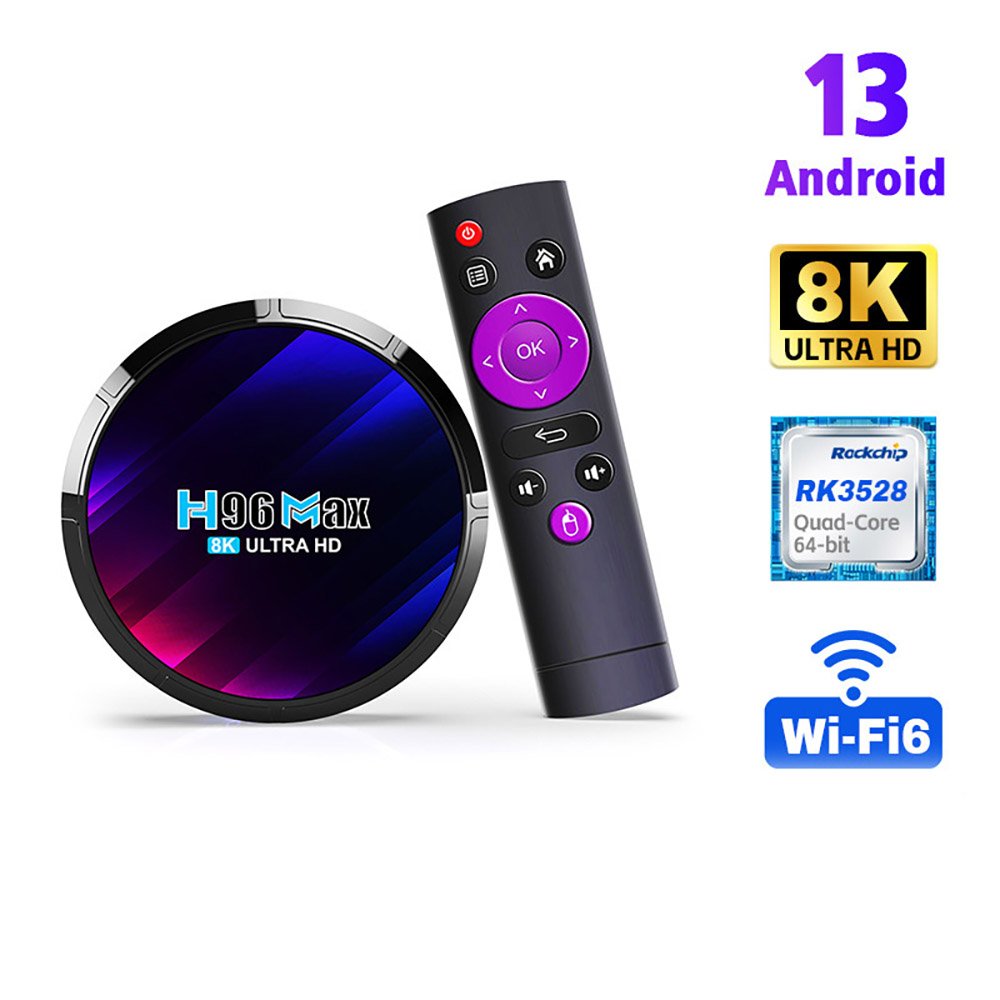 Yinzam Newest H96 max 8K Smart TV Box Android 13 With 2.4G/5Ghz Wifi 4k Tv Box 4GB 64GB Set Top Box Android Host for Projector