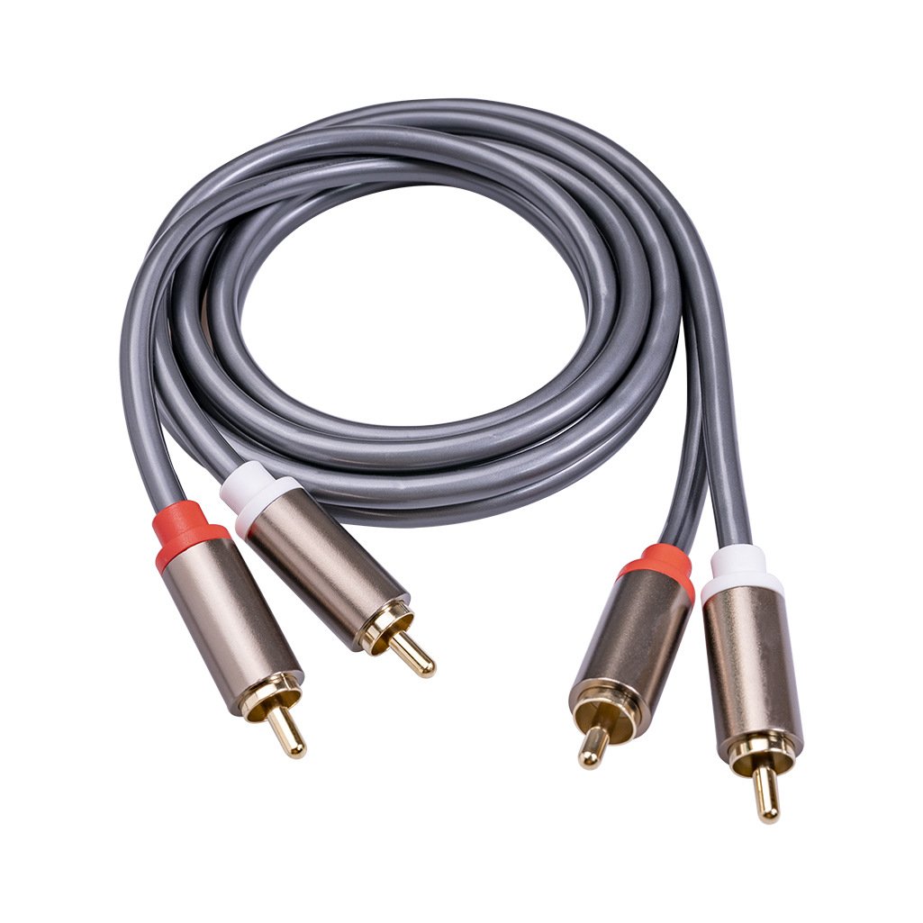 Aluminum alloy head thickened all copper core audio cable RCA double lotus TV set-top box audio signal cable