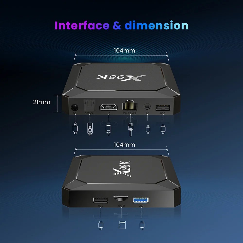 Best Selling X98k 4k Full HD Tv Box mega extra dino Full HD 4k tv box Support Android Media Player