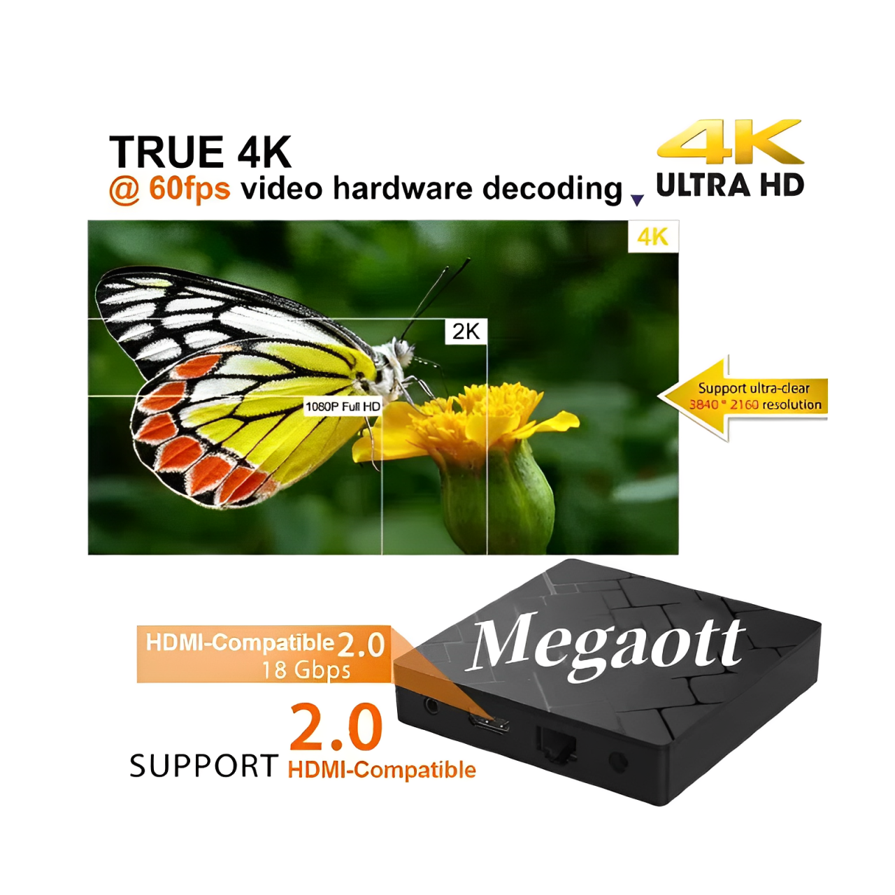 Megaott Android Box Amlogic S905Y4 Quad Core 4K FHD for Android Smart TV Penta-Core Mali-450 2.4G 5G 4K Media Player Set Top Box