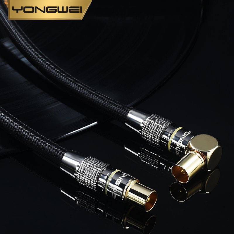 YONGWEI HD Cable British Thread RF Head Closed Cable Wall Set-Top Box TV Antenna Signal Cable Foil Shielding Projector Male-Male