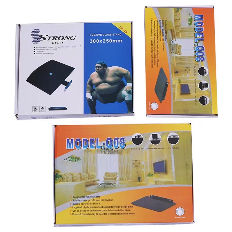 Fixed Wall Set Top Box Shelf DVD Rack Tempered Glass Holder DVD Top Wall Mount Shelf