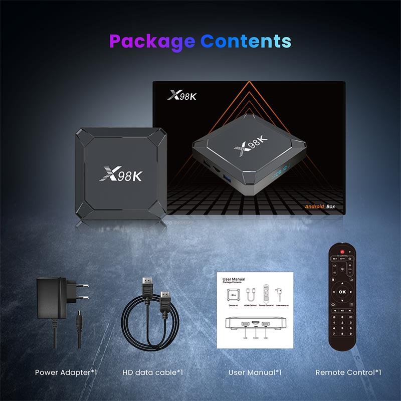 New Arrival X98K TV Box Android 13 WIFI6 Quad Core RK3528 8K H.265 Android Tv Box X98K Set Top Box