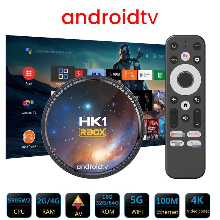 2024 New RBOX W2T Network Android 4K HD TV Set-Top Box S905W2 Quad Core Processor Supports 1080p Resolution