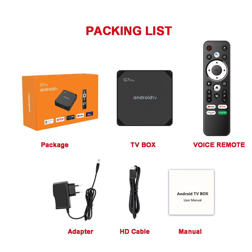 New G7 Pro Smart Android Tv box 4K Android 11.0 Amlogic S905Y4 ATV 2.4G/5G Dual WIFI 4G/32G Smart Set Top box With Voice Remote