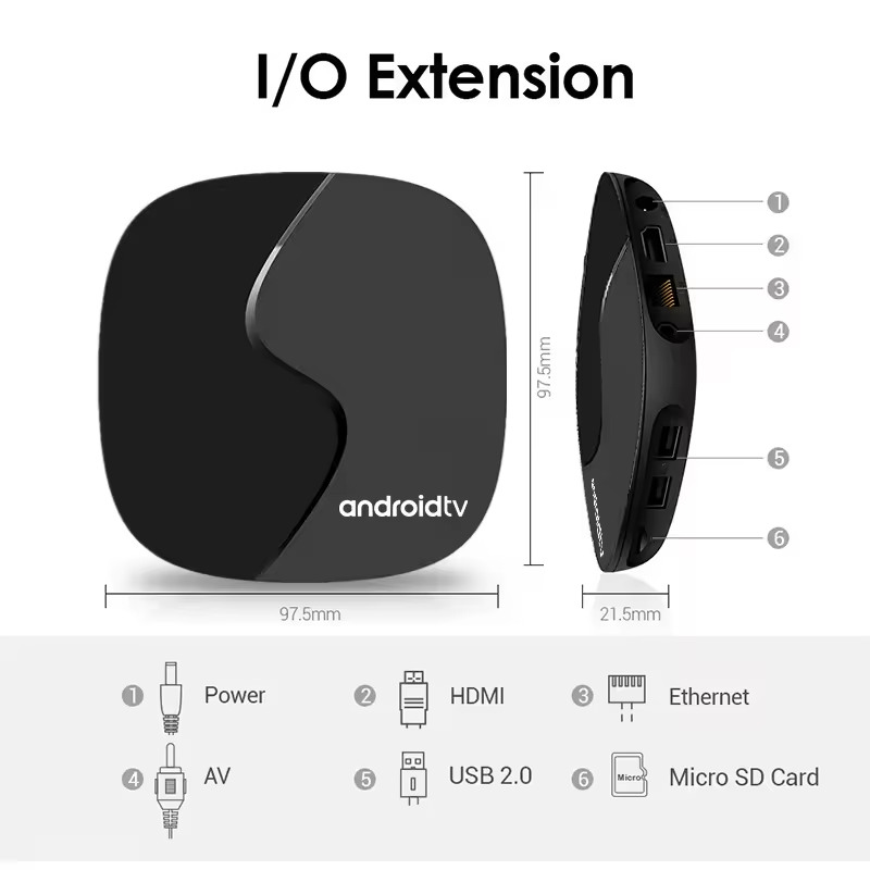 V96 ATV Android Box with IPTV middleware Mytv Smarters 3 Media Player Dual Band WIFI BT Voice Remote Set Top Box