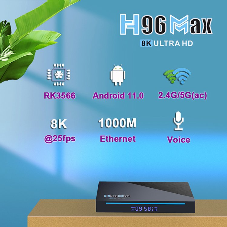 H96 Max android 11 tv box Rockchip3566 RK3566 4gb/32gb 8gb/64gb 8gb/128gb smart box 2.4G/5G wifi BT4.0 set top box