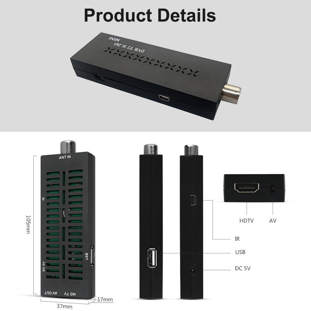 DVB-T2 Mini H.265 TV Stick 4k digital terrestrial Full HD 1080P TV Receiver Set Top box