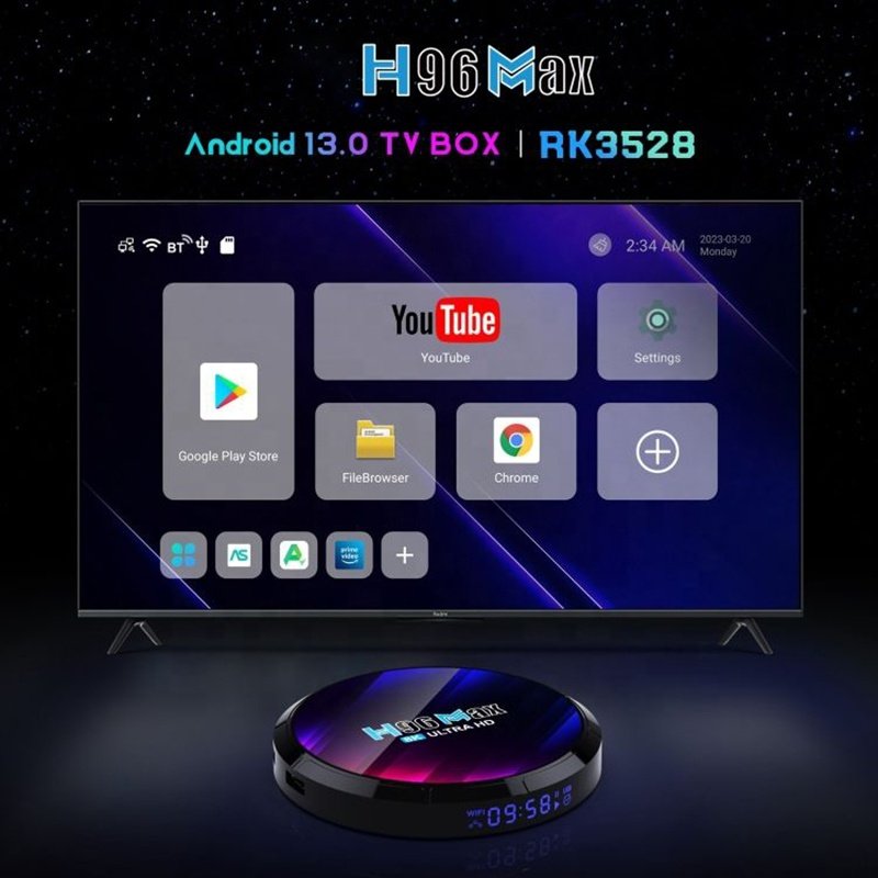 H96 Max 8K Ultra Set Top Box Cheap Set-top Box 8K Android 13 Smart 4GB RAM 64GB ROM Android TV Box