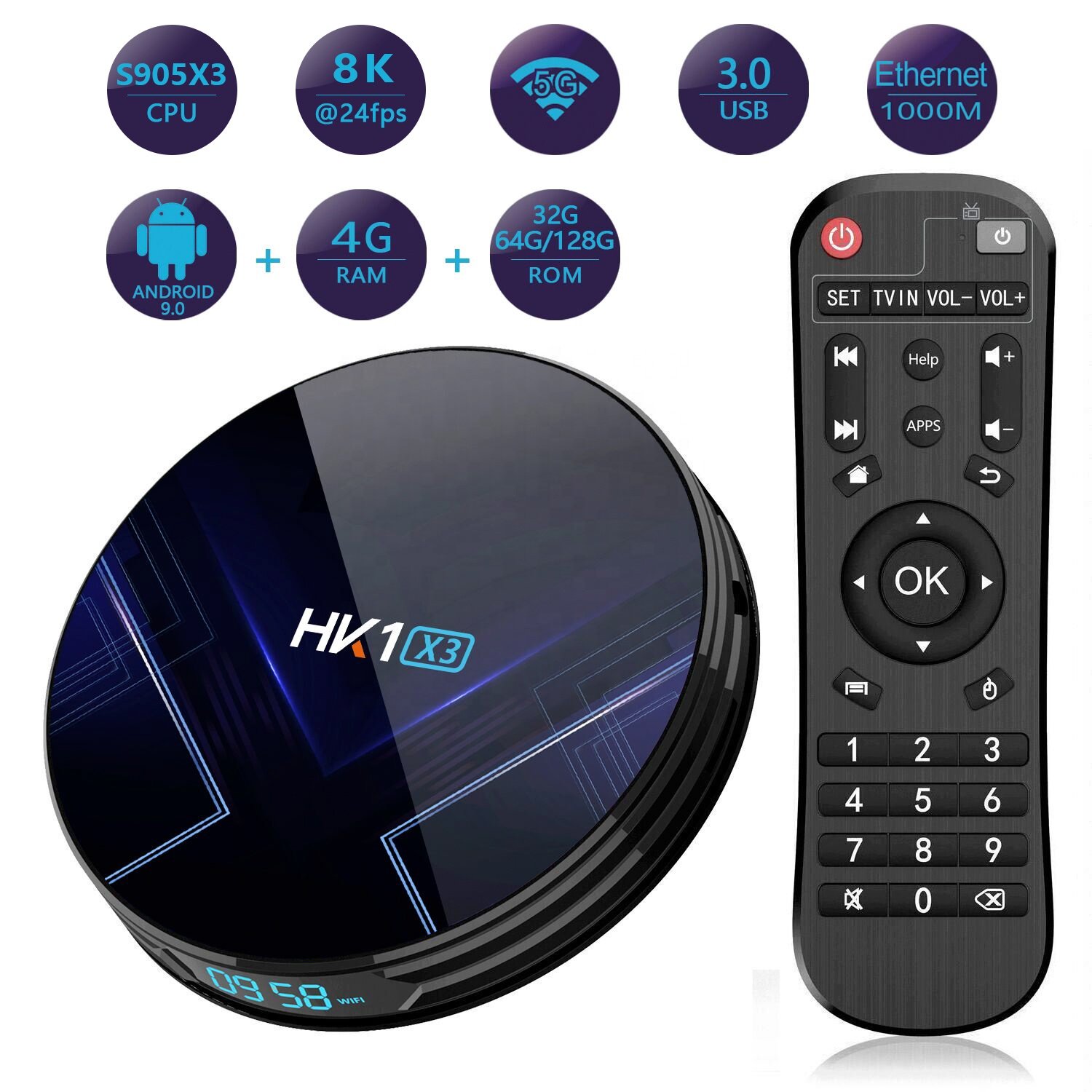 OEM ODM HK1 X3 Set-top Box Customize Amlogic S905X3 2.4G&5G Dual Wifi Support Max 8k Resolution HK1 X3 Android TV Box