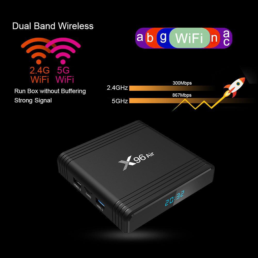 New Arrival X96 Air Amlogic S905X3 quad core 4GB 64GB 2.4G/5G dual wifi Android 9.0 tv Set Top Box X96 Air