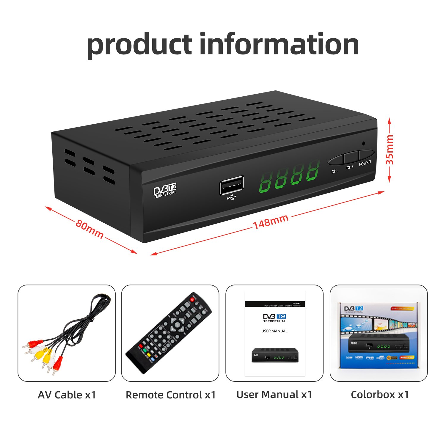 Factory Price HD DVB-T2 Decoder HEVC Digital TV Receiver H.265 DVB T2 FTA Set Top Box