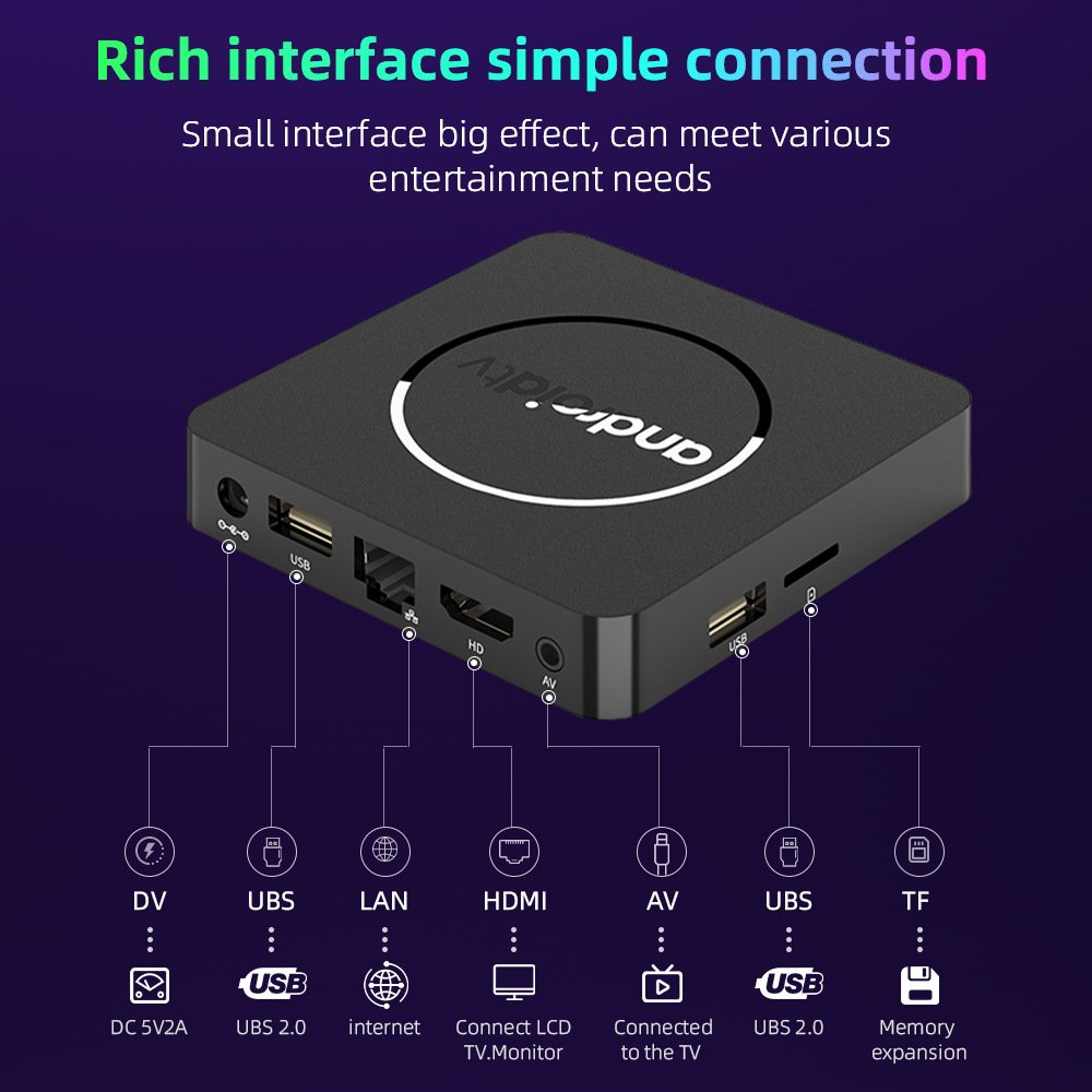 Free OEM logo Androidtv os smart media player Voice Remote Dual Wifi BT Android TV Box Quad Core Set-top box