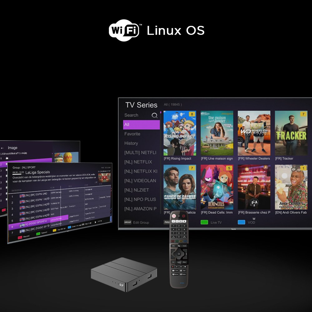 LINUX OS U7 full hd digital set top box 5G DUAL WIFI SAME AS TVIP XTV 4K Europe IP Box
