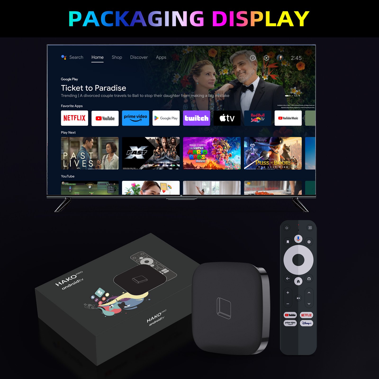 Hako pro 4K tv box Android 11 8k Set Top Box hako pro amlogic s905y4 android tv box 2gb + 16gb