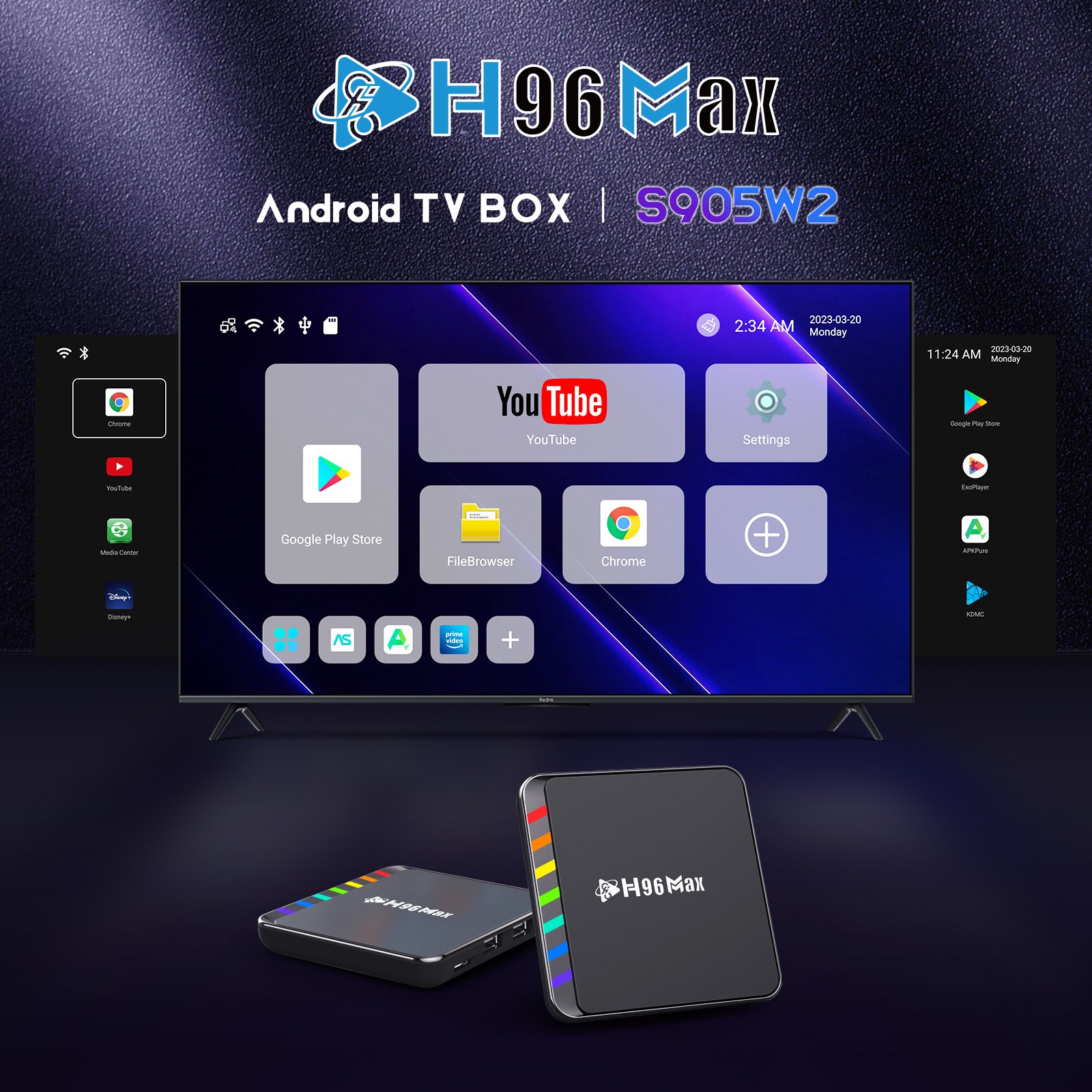 Factory Fast Deliverytv Box H96Max W2 Amlogic S905W2 Set Top Box BT5.0 Smart Tv Box Support STB H96MAX