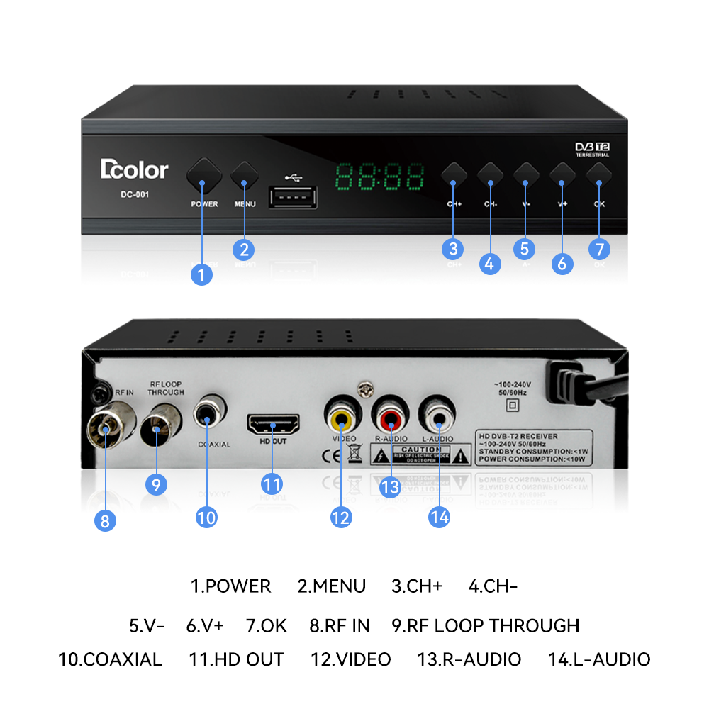 Factory Customized DVB-T2 Terrestrial Digital Receiver H264 TV Receive WIFI MPEG4 Set Top Box