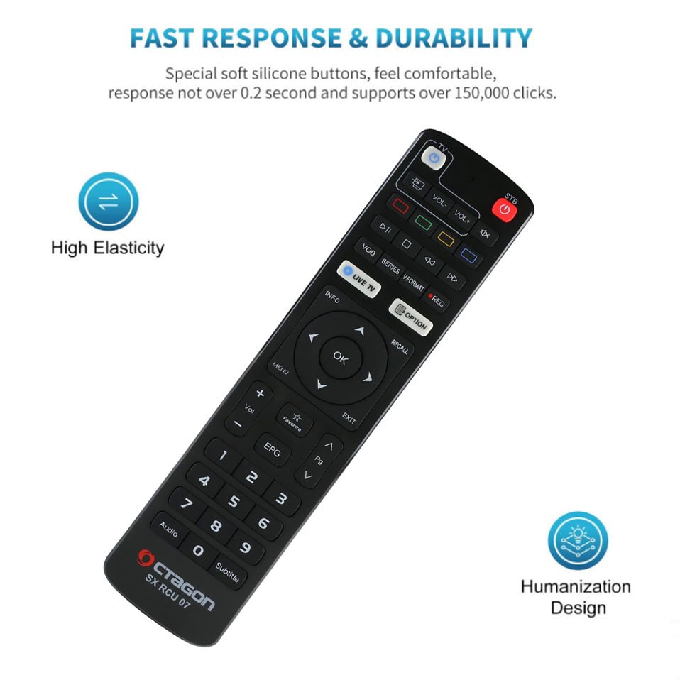 New Replacement Octagon SX RCU 07 Remote Control (New Model) for SX887, SX888, SX889, SX988, SFX6008, IP HD, IP8 4K Set Top Box