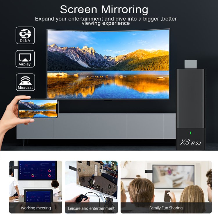 2024 New Arrival xs97 s3 tv stick Quad Core Allwinner H313 4K 2GB RAM 8GB ROM 4K fire tv stick 5g wifi smart tv android box