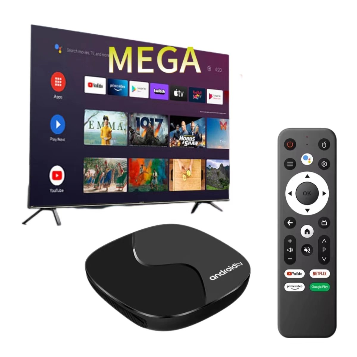 Android TV Box V96 with megaOTT 1year FREE TV channels 2GB 16GB Android10 4K Dual Band WIFI Set Top Box Stable Fast TV Box 2024