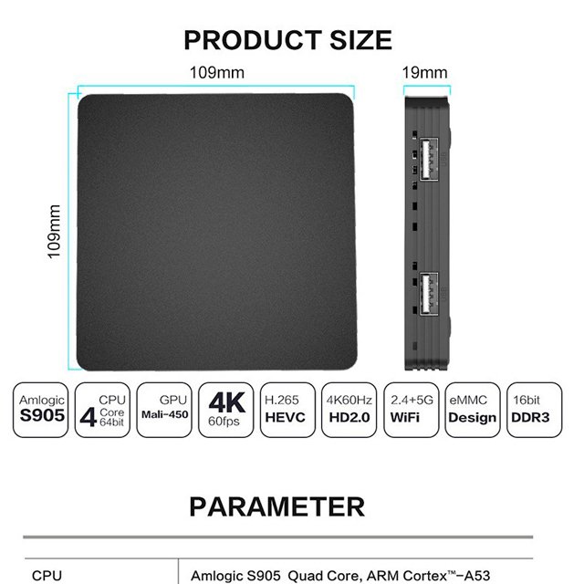 High definition TV set-top box cross-border Android 9.0 Jingchen S905 network player 2.4G+5G dual WiFi TV set-top box