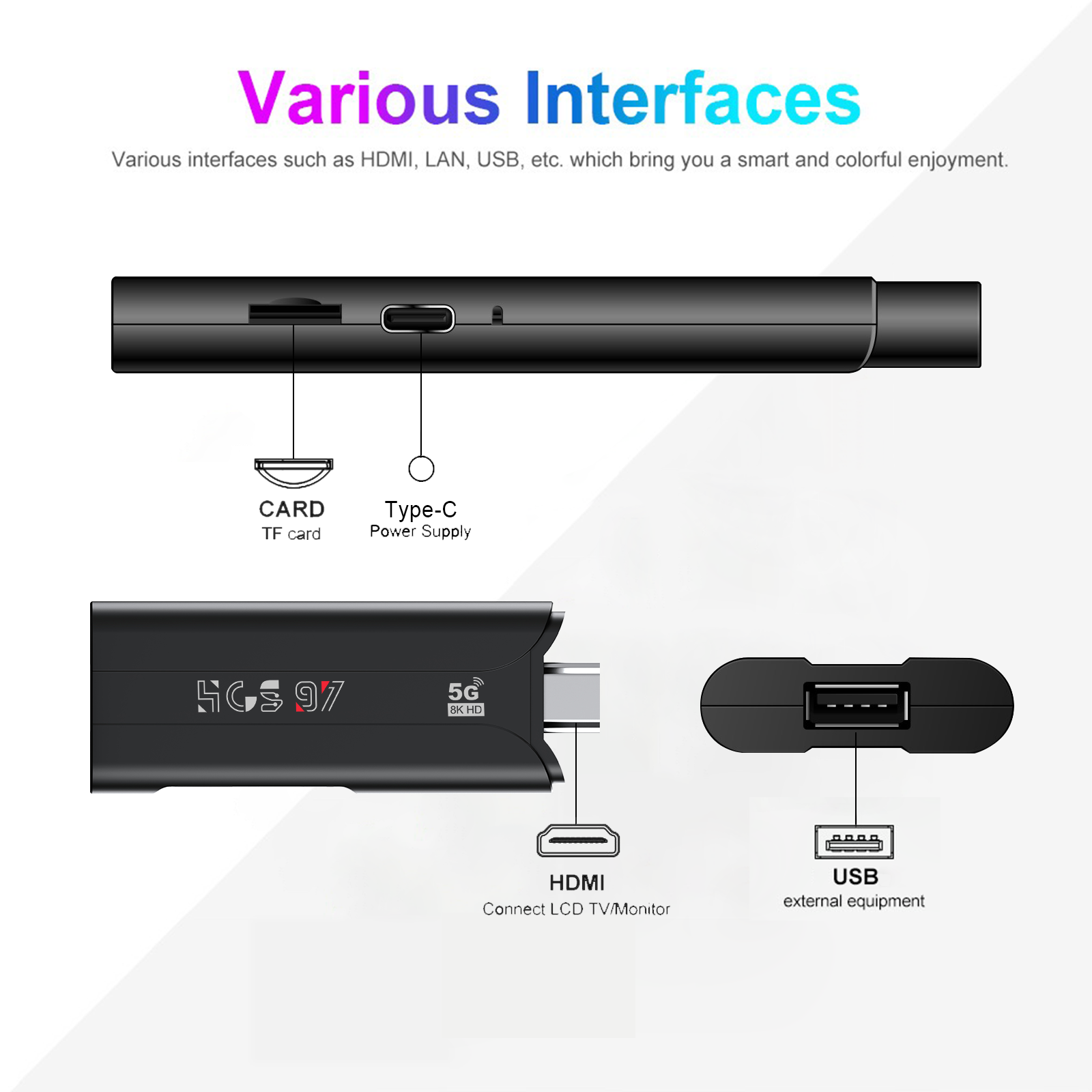 2024 HCS97 Latest 8k System Best 4k Smart TV Stick Android 13 16GB For Dealer Panel STB Free Demo tv stick 4k android tv sticks
