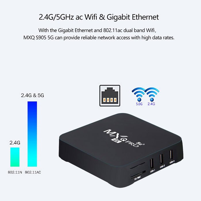 Smart TV Box Android Amlogic S905w Allwinner 2GB 16GB 2.4G 5G WIFI Google Android TV Box Media Player MXQPRO Set top box