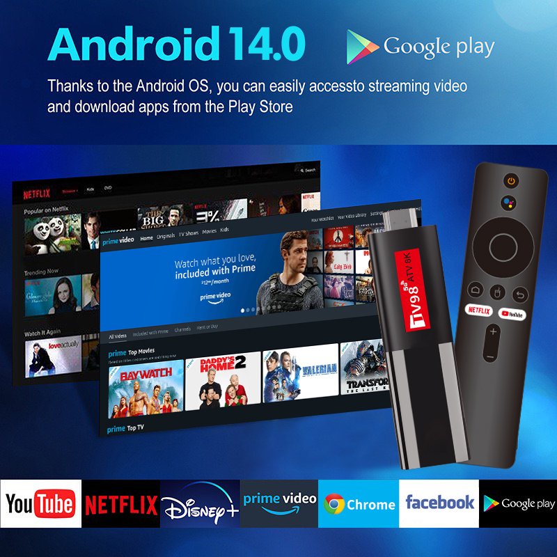 Best Selling TV98 ATV 8K TV Stick Allwinner H618 set-top box 2GB 16GB 2.4G/5G WIFI ATV Android 14 BT5.0 Media Player TV Stick