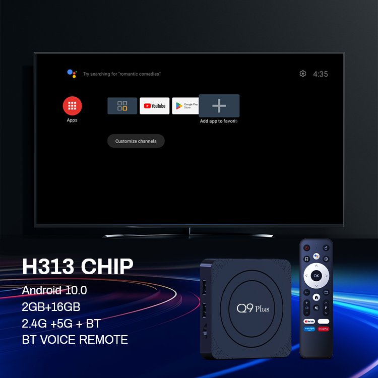 WF android TVBOX factory Allwinner H313 2GB 16GB 2.4+5G dual WiFi Q9 Plus 4k smart android set top tv box q9 Plus