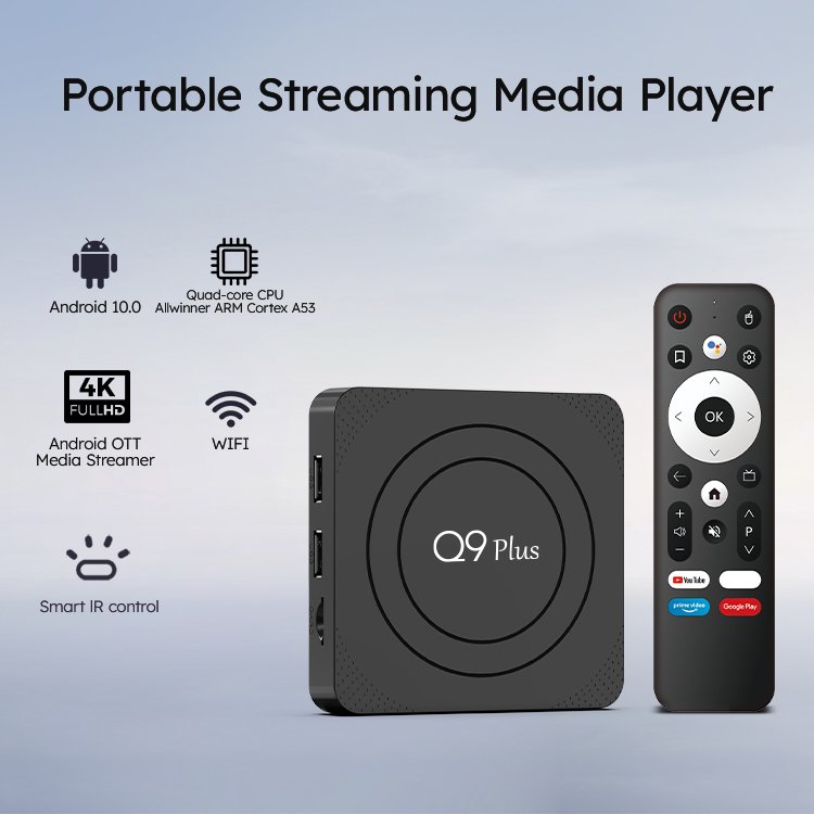 WF android TVBOX factory Allwinner H313 2GB 16GB 2.4+5G dual WiFi Q9 Plus 4k smart android set top tv box q9 Plus