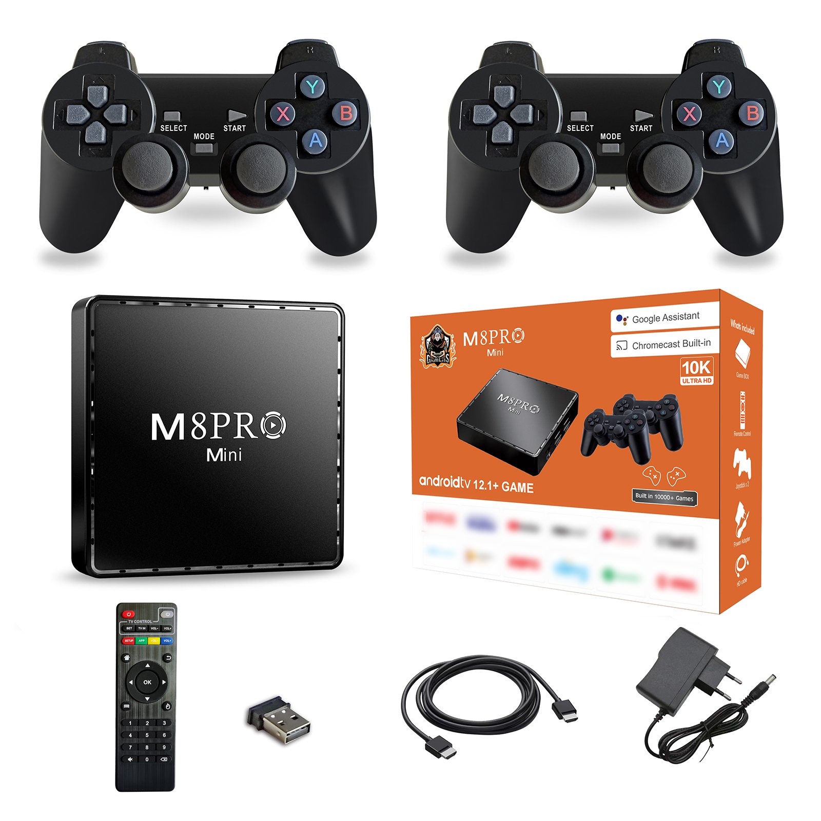 BOXPUT M8 Pro Mini Game TV Box Game Console HD Game Box 64GB 2.4G Wireless Gamepad Set Top Box H313 Android 12 Dual System Retro