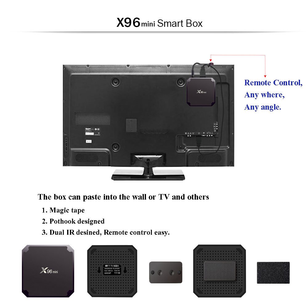 Android 7.1.2 Quad Core 1GB RAM 8GB ROM X96mini Iptv Satellite Receiver HD receiver smart tv box S905w