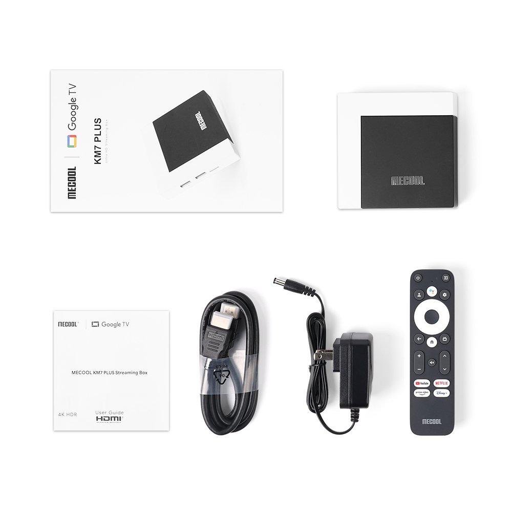 MECOOL KM7 Plus TV Box Android version 11 2GB DDR4 16GB ROM 100M LAN Internet S905Y4 Home Media Player Set Top Box