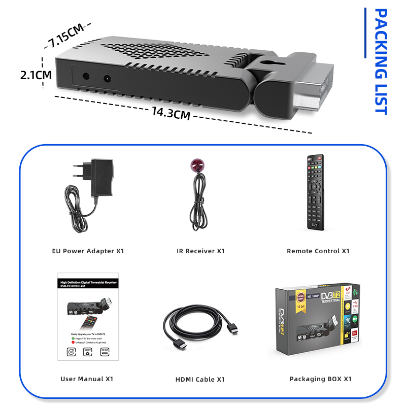 DVB-T2 mini h.265 Free to air tv stick 4k EPG full hd 1080p PVR tv receiver set-top box DVB T2 Decoder