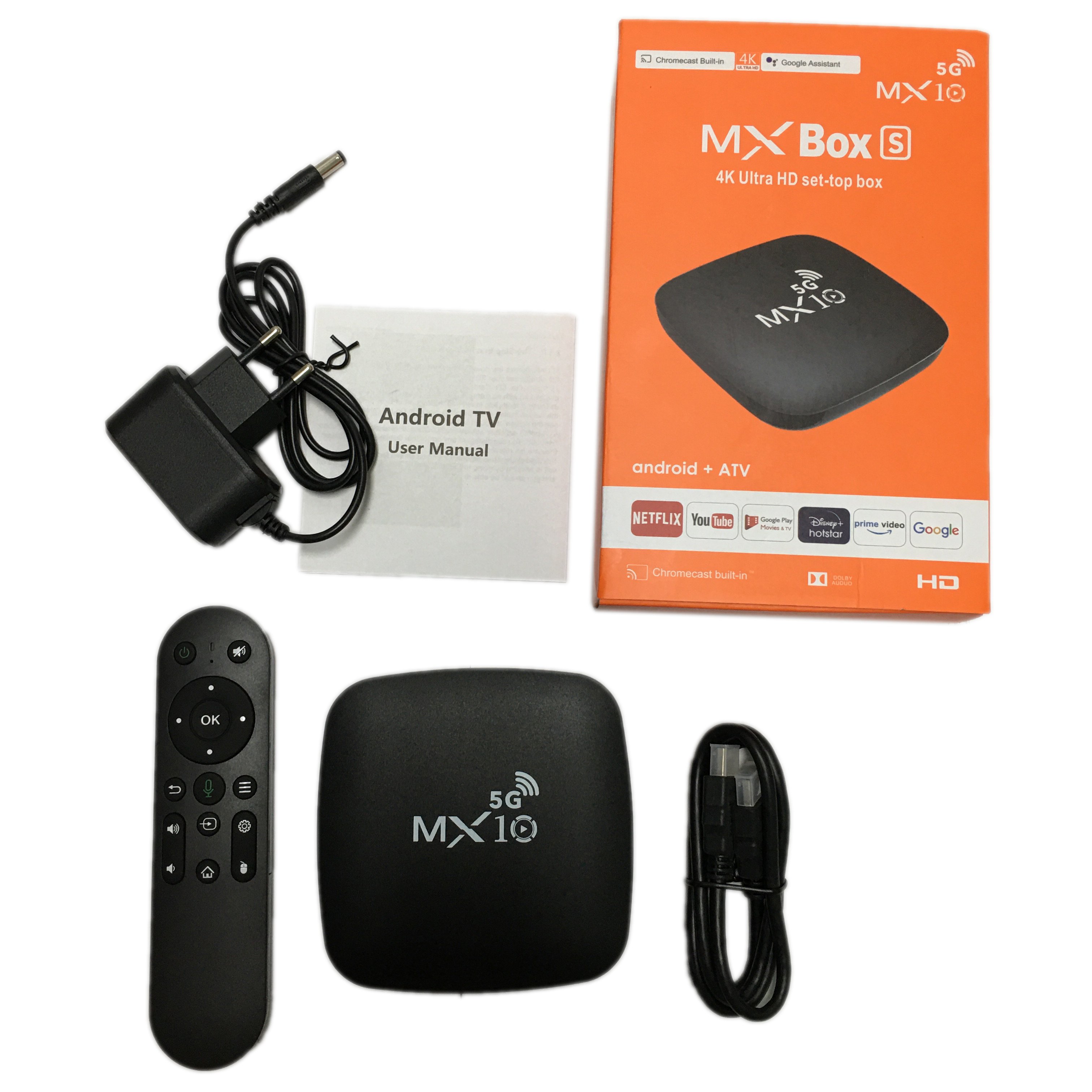 MX10 Mini Android 10 Smart TV Box 2GB 16GB 2.4G&5G Dual WIFI BT Media Player Google Voice Assistant 3D 4K Youtube Set top box