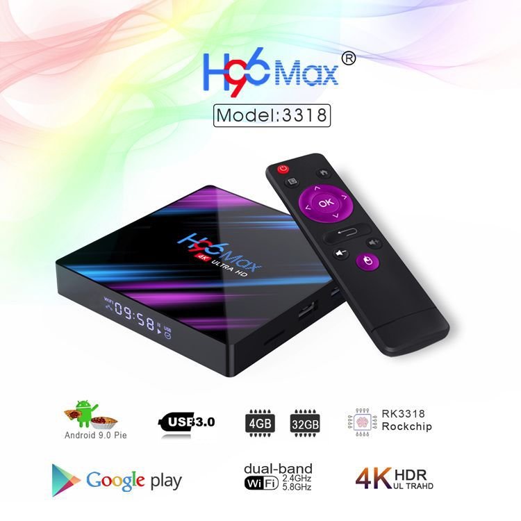 H96 MAX Plus 3318 Rockchip RK3318 Quad Core RAM 4GB ROM 32GB 64GB 2.4G/5G Wifi 4K HD Set Top Box H96MAX Smart Android 9.0 TV Box