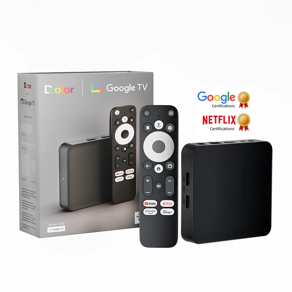 Dcolor Newest GD2 4k android tv box Amlogic S905Y4 2GB DDR4 32GB EMMC Set Top Box Google certified tv box